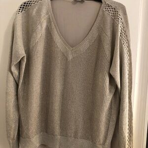 Lucky Brand Cream V-Neck Sweater with Textural Details